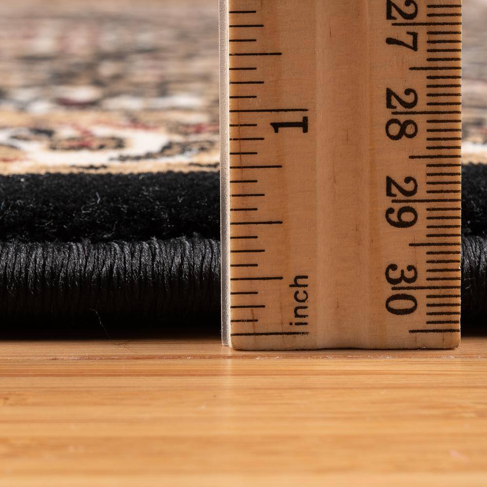 Majestic Vernon Black and Beige Synthetic Rectangular Area Rug