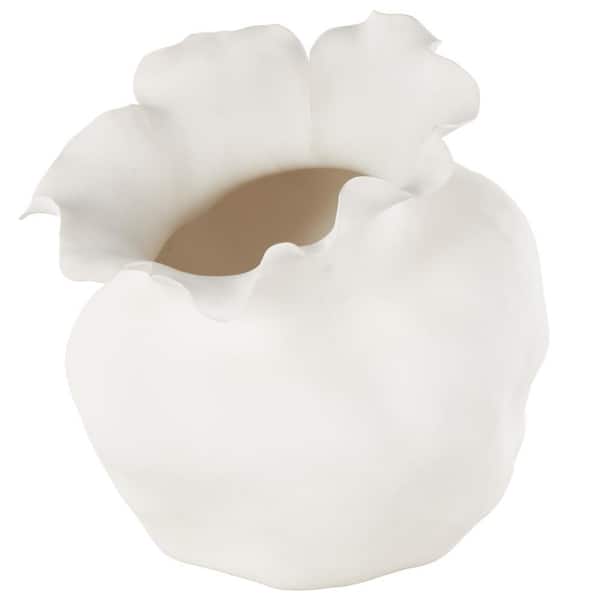 Litton Lane White Floral Inspired Ceramic Abstract Decorative Vase