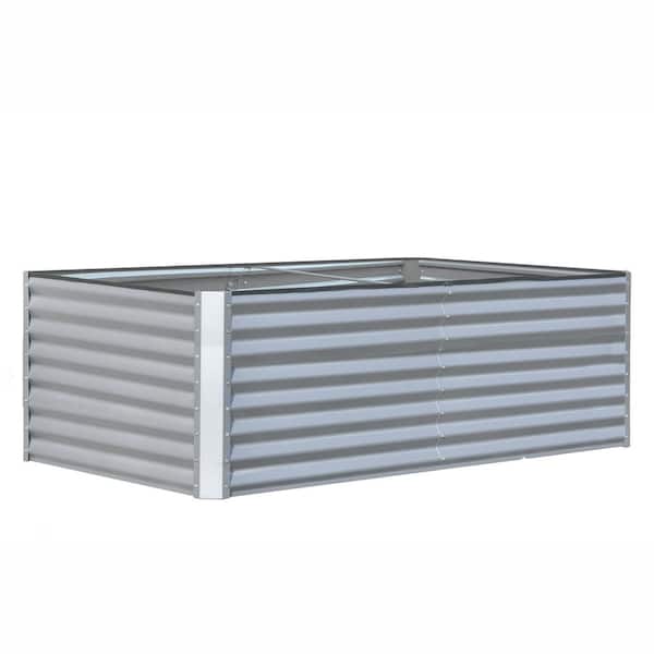 Otryad 71 in. L x 36 in. D x 24 in. H Silver Galvanized Garden Bed, Steel Outdoor Raised Bed for Vegetables, Fruits, Flowers