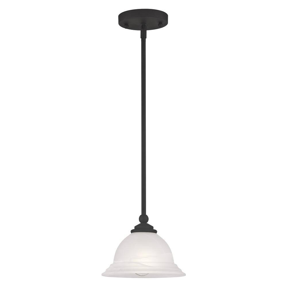 North Port Black Mini Pendant with White Alabaster Glass
