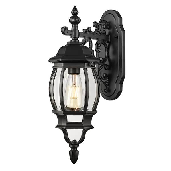 Chateau Collection 1-Light Matte Black Outdoor Wall Lantern Sconce