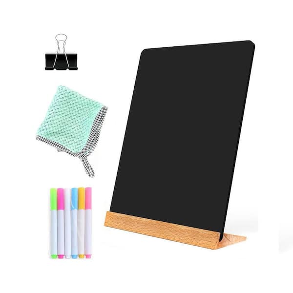 Afoxsos 1-Pack Tabletop Chalkboard Double-Sided Wooden Blackboard