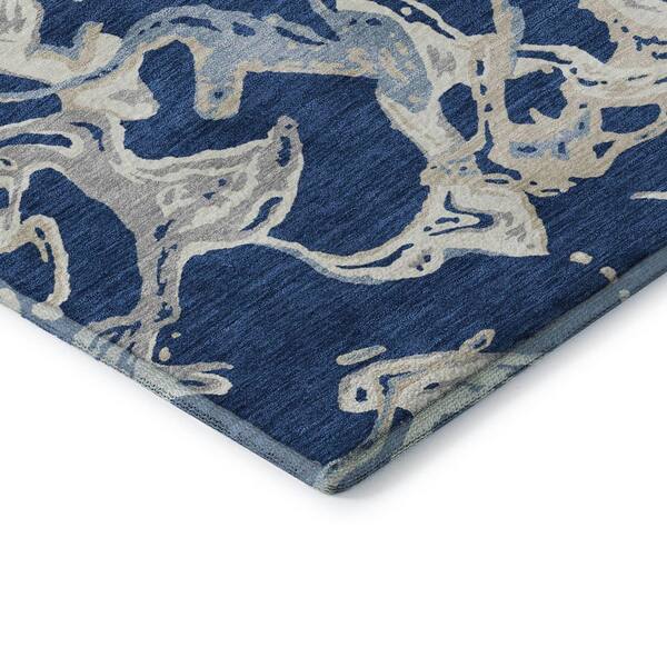 Mayfield Premium Machine Washable Abstract AMF1035 Navy 2 ft. x 3 ft. Area Rug