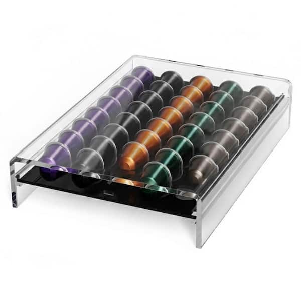 Acrylic Coffee Pod Organizer Drawer with Thickened Shell and 40 Pod Capacity for Nespresso Original Line