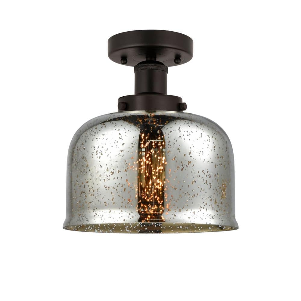 Bell 6.5 in. 1-Light Oil Rubbed Bronze Industrial Semi-Flush Mount with Decorative Glass Shade price history on PriceWatchPro