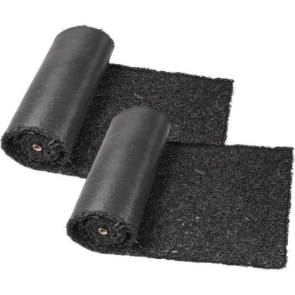 8 ft. x 2 ft. Recycled Rubber Mulch Mat Roll Permanent Landscaping Walkway Pathway Black 2-Pack