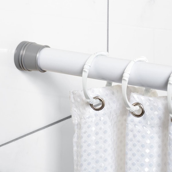 60 In Pvc Tension Shower Rod Cover, How To Put A Shower Curtain Rod Up