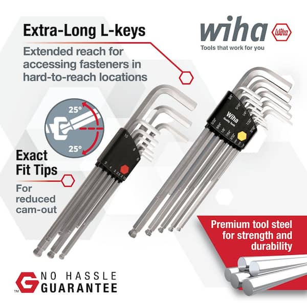 Wiha Ball End Hex L-Key Set - Inch - Metric (22-Piece) 66993 - The