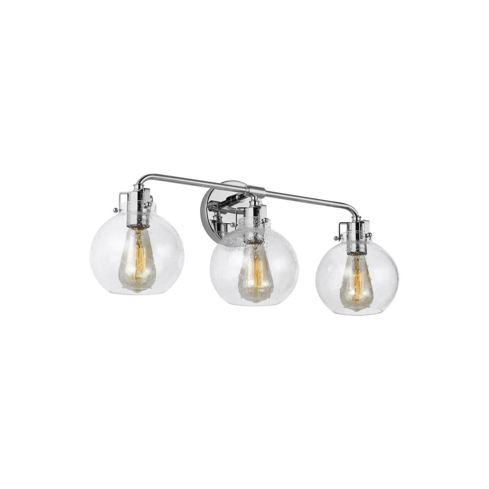 Clara Seeded Glass 3-Light Chrome Vanity Sconce