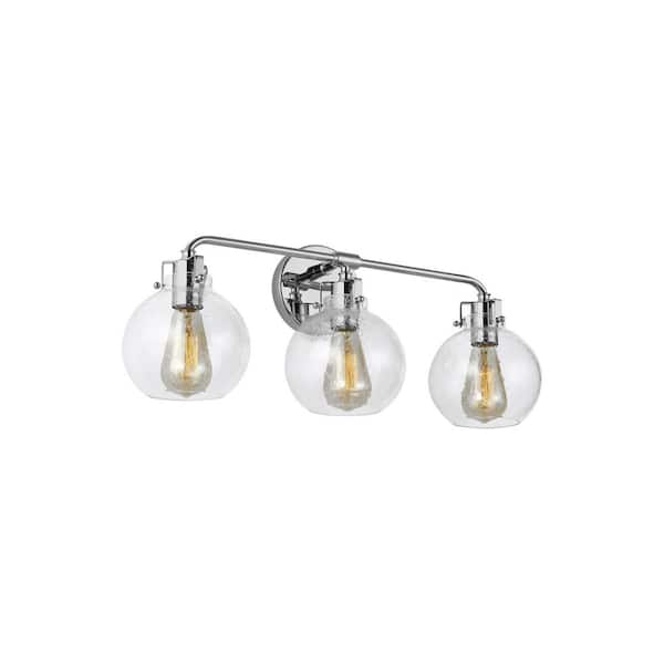 Generation Lighting Clara 24 in. 3-Light Chrome Vanity Light Clear Seeded Glass Shades