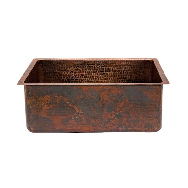 Under Counter/Surface Drop-in undermount Hammered Copper 25 in. 0-Hole Single Bowl Kitchen Sink in Oil Rubbed Bronze