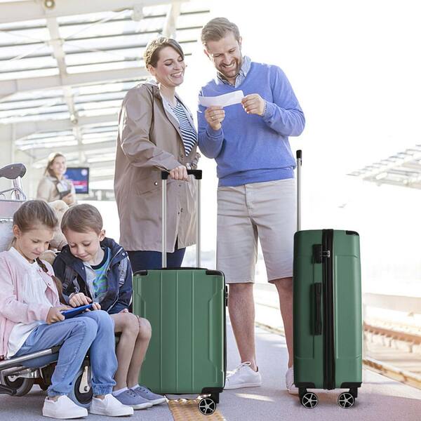 Tatahance 3-Piece Green ABS Hardside Lightweight Luggage Set with