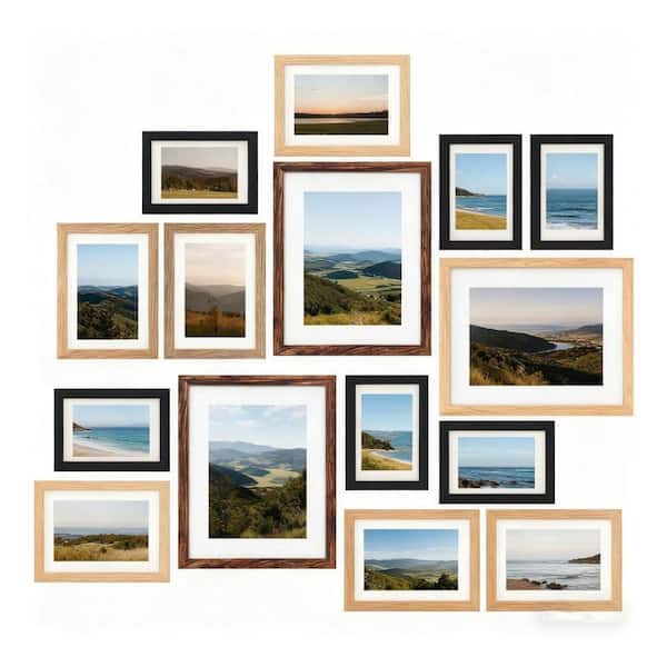 8 x 10 Black Wood Hanging Picture Frame Set of 15