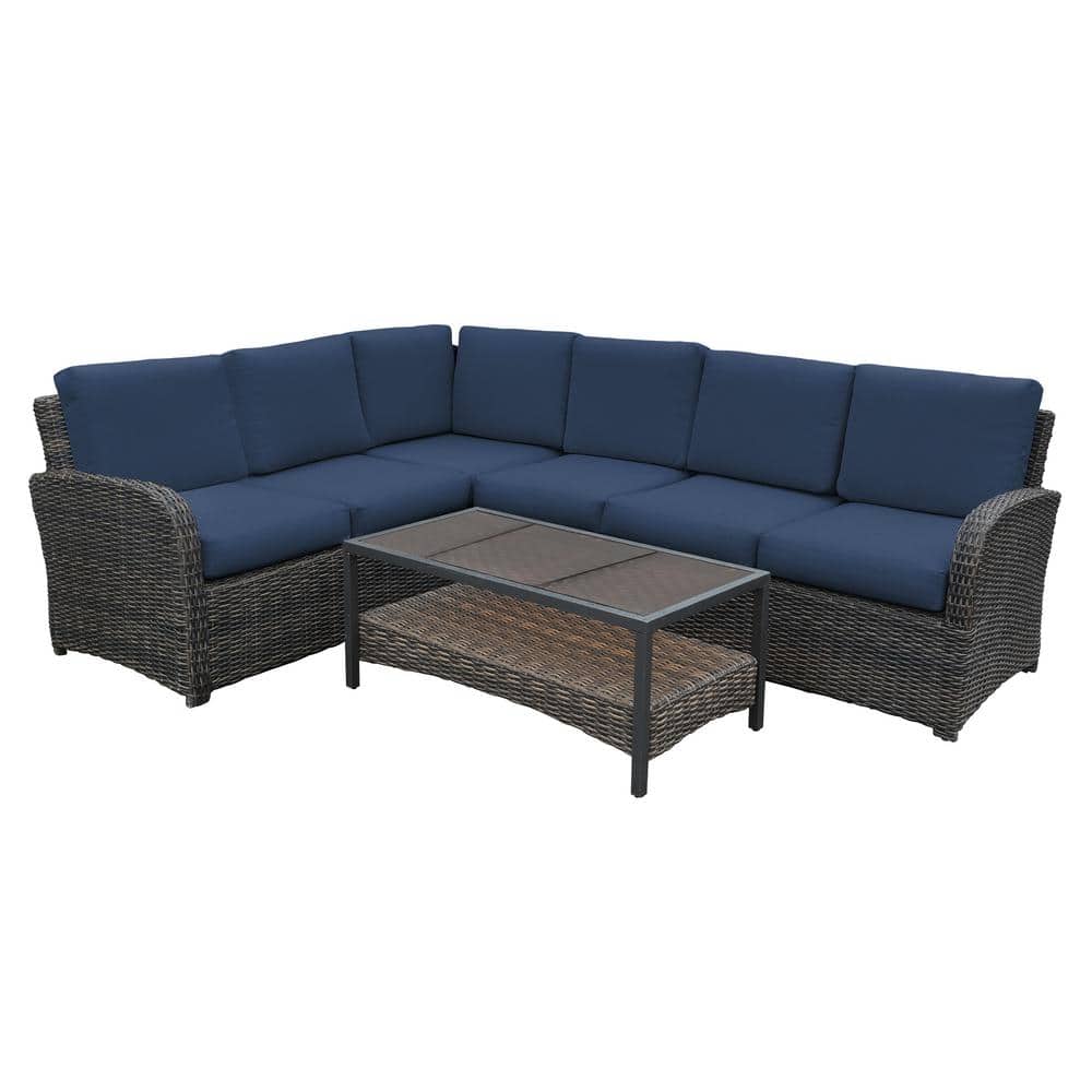 Leisure Made Jackson 5Piece Wicker Outdoor Sectional with Sunbrella