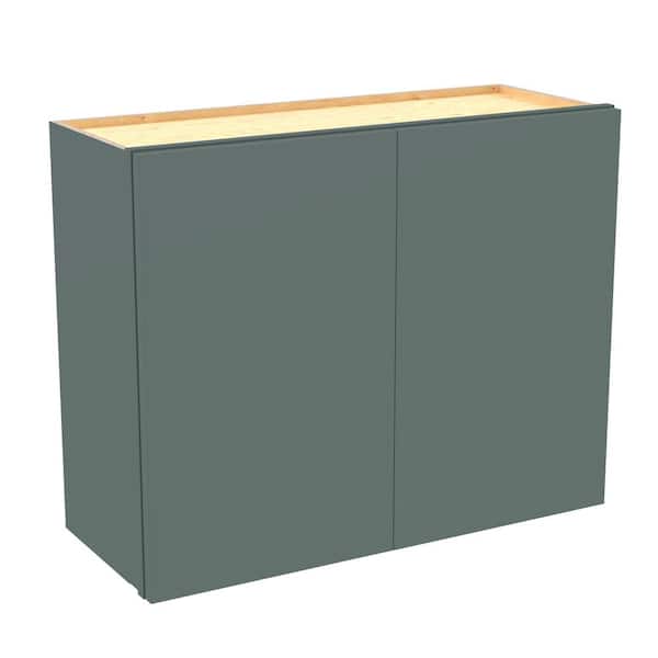 Hargrove 36 in. W x 12 in. D x 30 in. H Assembled Plywood Wall Kitchen Cabinet in Verdant Green with Soft Close