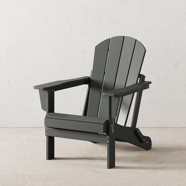 Laguna Fade Resistant Outdoor Patio HDPE Poly Plastic Classic Folding Adirondack Lawn Chair in Gray
