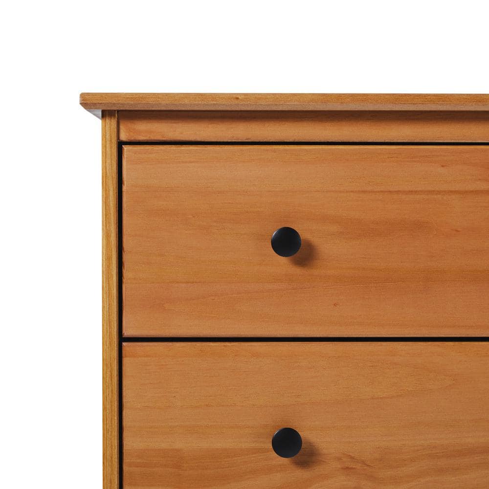 Caramel Mid-Century Modern 4-Drawer Solid Wood Dresser