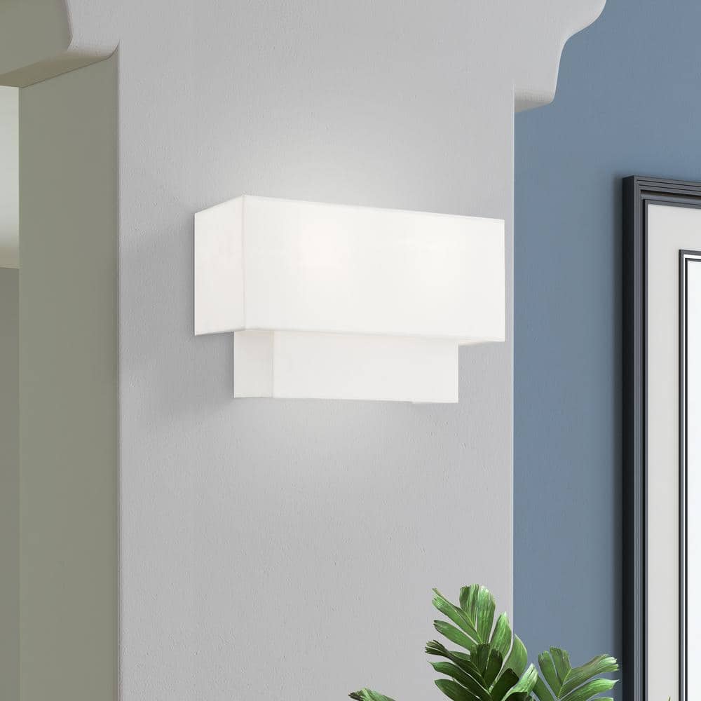 Swaney Brushed Nickel 2-Light Dimmable Fabric Shade Sconce