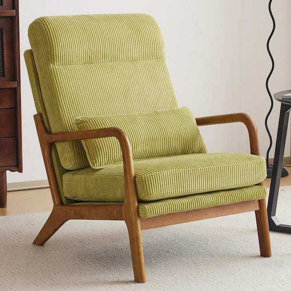 Outopee Green Corduroy Arm Chair with High Back
