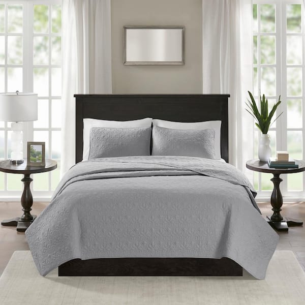 Madison Park Mansfield 3-Piece Grey King/Cal King Coverlet Set