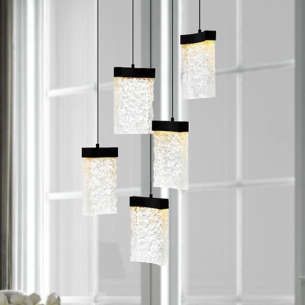 Lava 5-Light Integrated LED Black Mini Pendant-Light