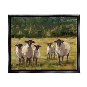 Flock of Sheep Family Painting by Ethan Harper Floater Frame Animal Wall Art Print 21 in. x 17 in.