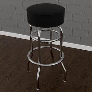31 in. Black Backless Metal Bar Stool with Vinyl Seat