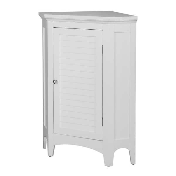 Glancy 17 in. D x 32 in. H x 24.75 in. W Freestanding Corner Bathroom Floor Storage Linen Cabinet in White