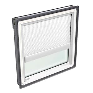 44-1/4 in. x 45-3/4 in. Fixed Deck-Mount Skylight with Laminated Low-E3 Glass and White Manual Light Filtering Blind