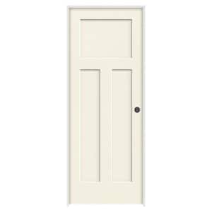 36 in. x 80 in. Craftsman Vanilla Painted Left-Hand Smooth Solid Core Molded Composite MDF Single Prehung Interior Door