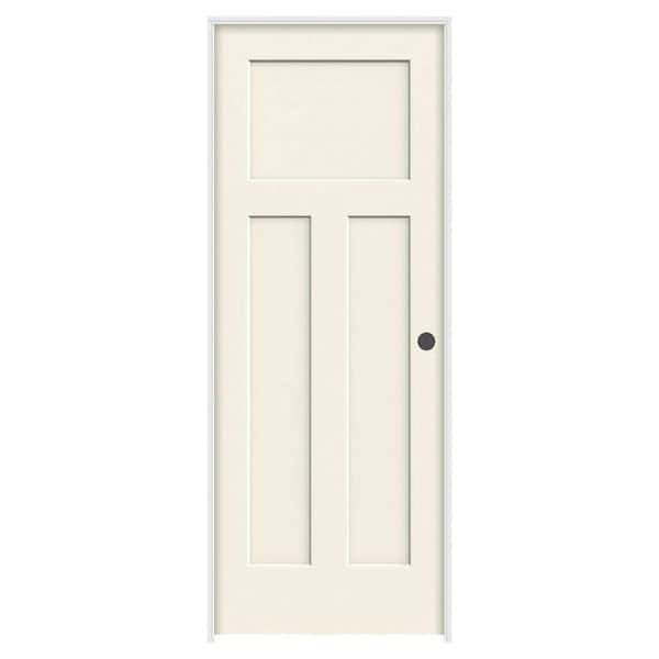 JELD-WEN 36 in. x 80 in. Craftsman Vanilla Painted Left-Hand Smooth Solid Core Molded Composite MDF Single Prehung Interior Door