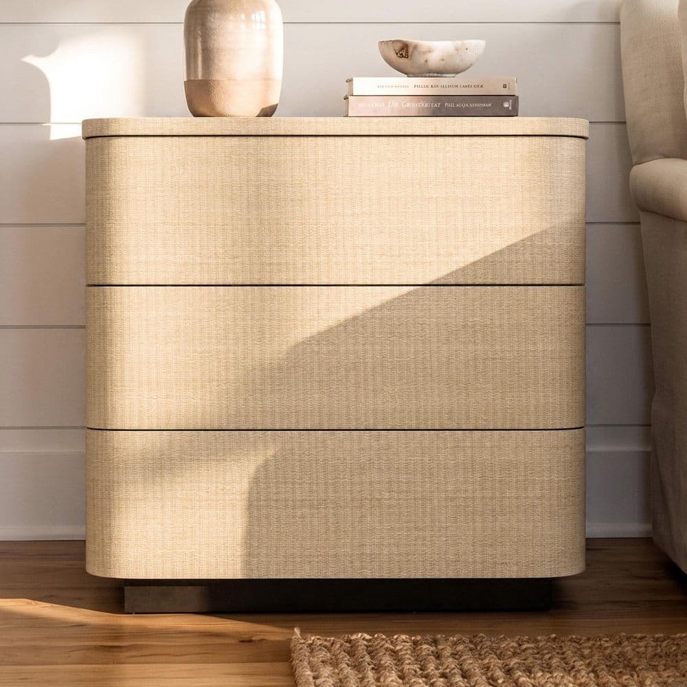 Homsee Cream 3-Drawer 31.5 in. Wide Bedroom Chest of Drawers with ...
