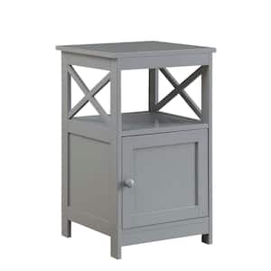 Oxford 16 in. Gray Standard Height Square Wood Top End Table with Storage Cabinet and Shelf