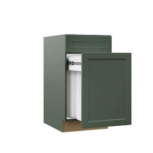 Designer Series Melvern 18 in. W 24 in. D 34.5 in. H Assembled Shaker Dual Pull Out Trash Can Kitchen Cabinet in Forest