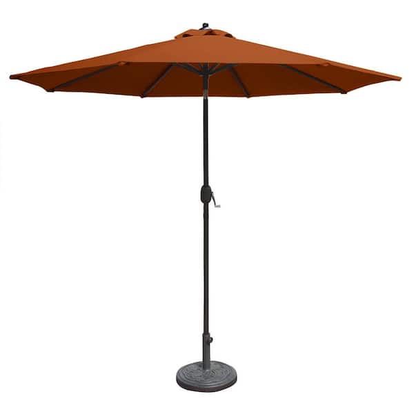 Island Umbrella Mirage 9 ft. Octagonal Market Umbrella with Auto-Tilt in Terra Cotta Olefin