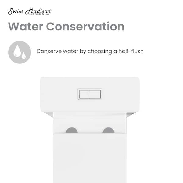 Swiss Madison Lune 2-Piece 1.6 GPF Dual Flush Elongated Toilet in