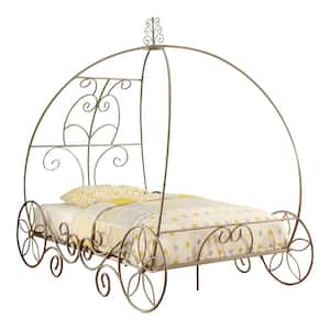 Nilsen Champagne Twin Princess Carriage Bed with Floral Accents