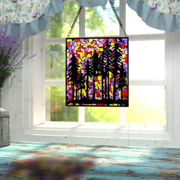 Midnight selling Blue Mosaic Stain Glass Design Abstract Art Window Curtain Sheer Rod Pocket Draperies Divider in Blue, Gray, Black, White, Purple