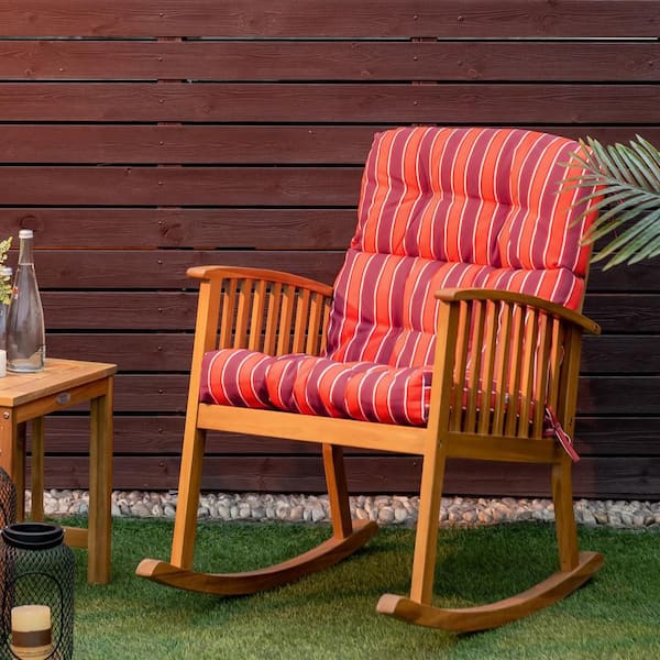 22 x 25.5 Outdoor Back Chair Cushion Tufted Pillow Patio Seating Pad Red and Orange
