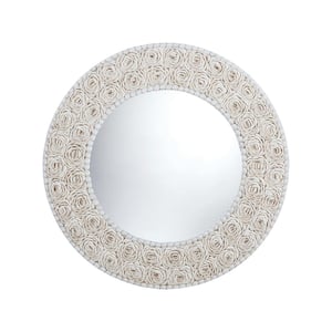 Medium Round Natural White Mirror (32 in. H x 32 in. W)