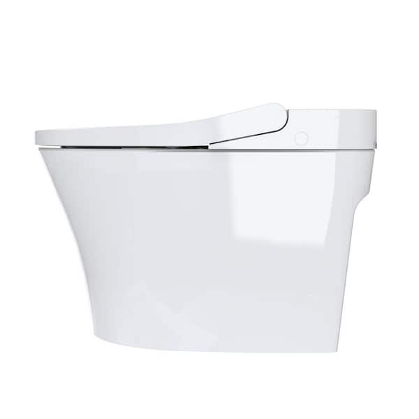 Aqua Elongated Smart Bidet Toilet 1.28 GPF in White with Adjustable Sprayer Setting, Adjustable Water Pressure