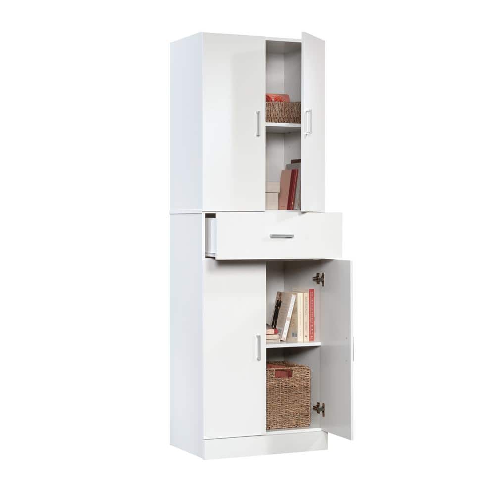 White Freestanding Storage Cabinet with Adjustable Shelving