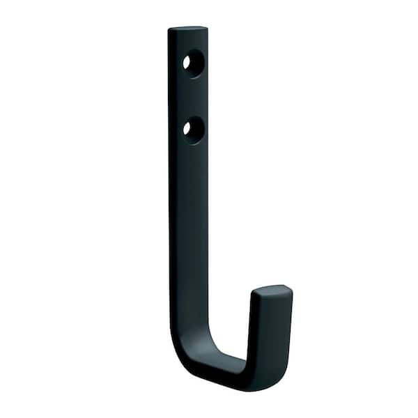 4 in. H, Zinc Single Wall Hook, 35 lb. Load Capacity, Matte Black