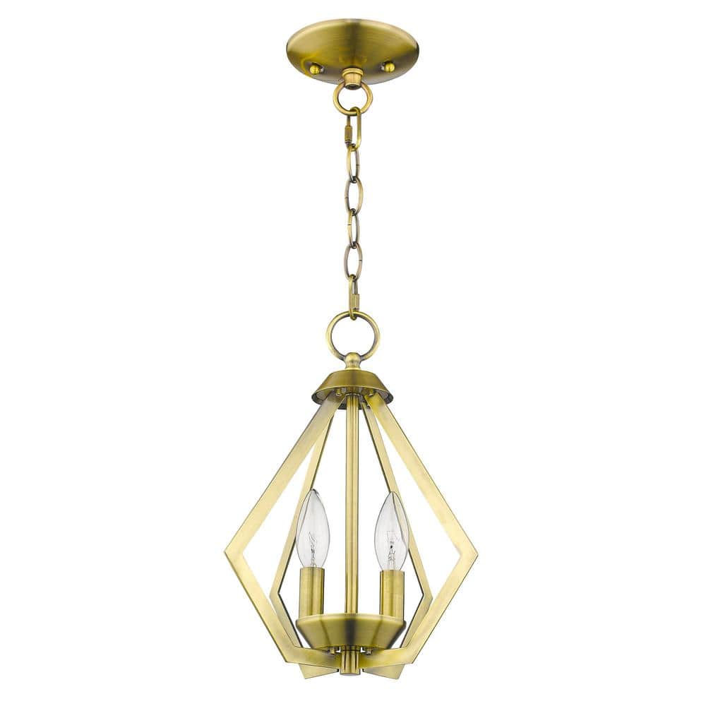 Mini Geometric Brass Pendant Light with Steel Frame