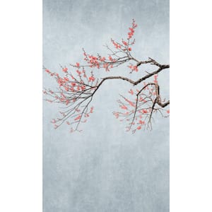 Gray Hand Painted Cherry Blossom Printed Non-Woven Paper Non-Pasted Textured Wallpaper L: 8' 8" x W: 104"