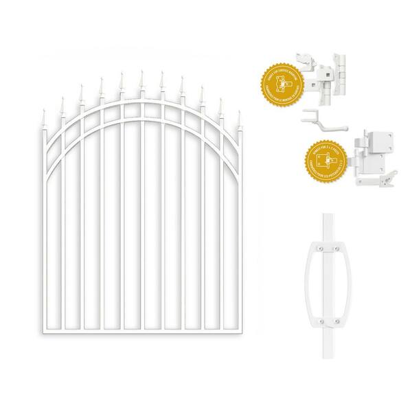 thumbnail image 2 of Fence Post Nuvo Iron Tiger Eye Gate Arched Rails (48-Inch Wide Opening) 45-Inch Wide X 56-Inch High, Self Close Hardware With Double Side Handle Near Me 2 of 9
