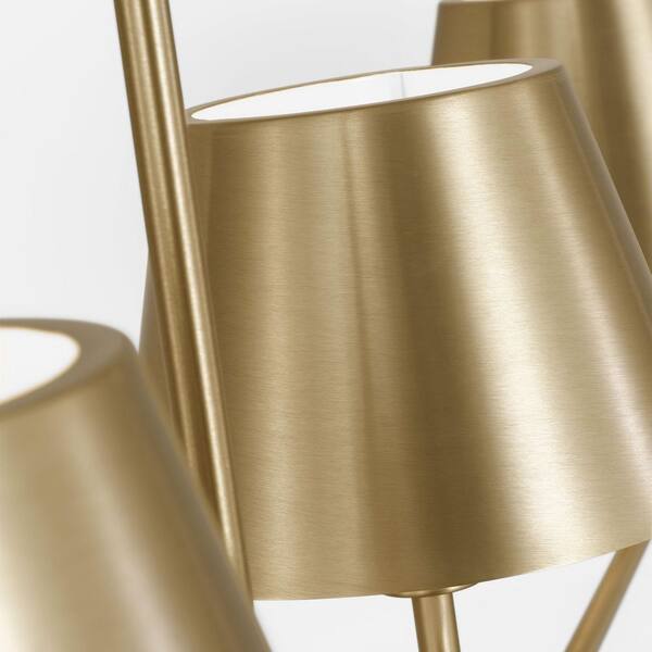 Generation Lighting - Ender 56 in. W x 9.5 in. H 4-Light Satin Brass Modern Linear Chandelier with Steel Shades and No Bulbs Included