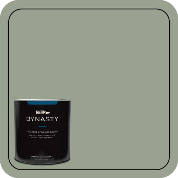 BEHR DYNASTY 1 qt. #N390-4 Bitter Sage One-Coat Hide Satin Enamel Interior Stain-Blocking Paint & Primer