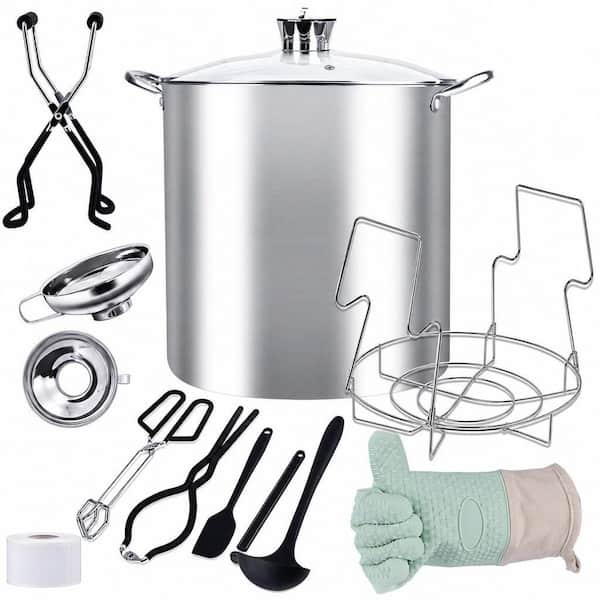 Canning Pot Supplies Starter Kit, Stainless Steel Canning Tool Kits Set, Water Bath Canner with Rack for Canning