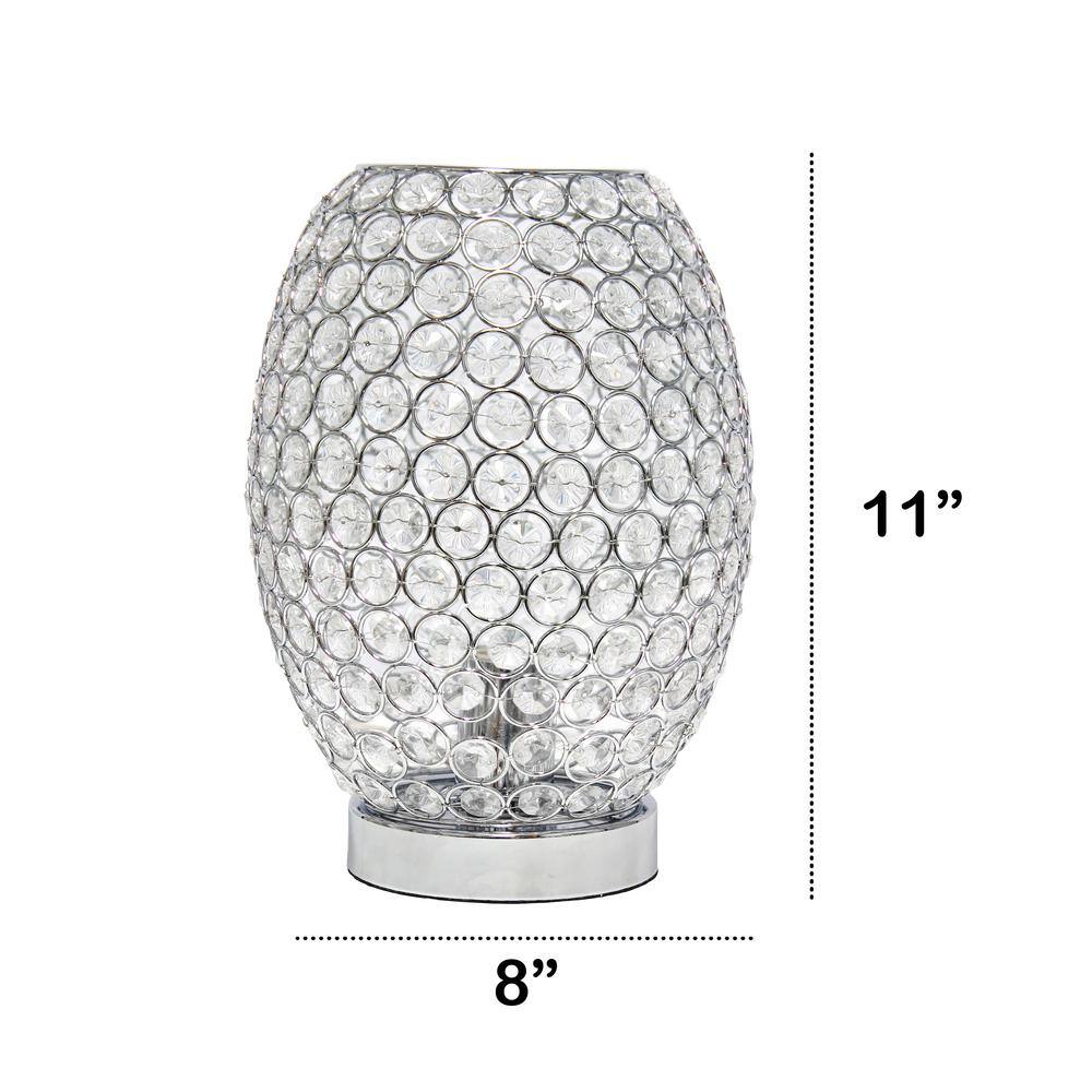 11" Silver Crystal Round Vase Table Lamp with Chrome Base